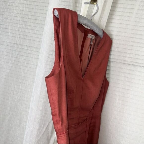 TAILORED by RT 14 Ashton Sutton Brick Orange Sleeveless MIDI Suit Dress - Picture 12 of 16